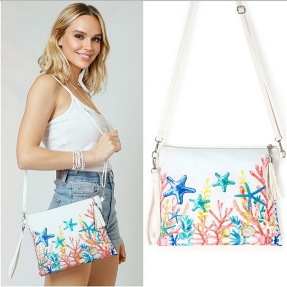 ValMarie Handbags - The sea life womens crossbody faux leather adjustable strap tassel bag